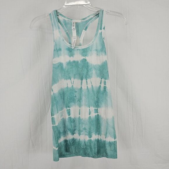 Lululemon Heathered Tranquil Blue Teal Tie Dye Swiftly Tech Racerback Tank Top 4 - Picture 3 of 8